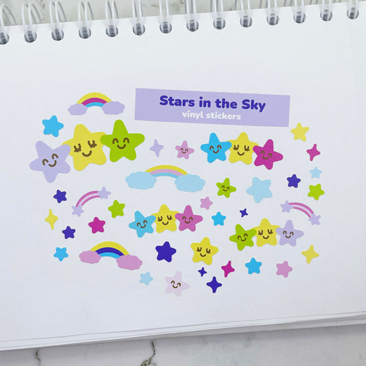 Stars in the Sky vinyl sticker sheet v4