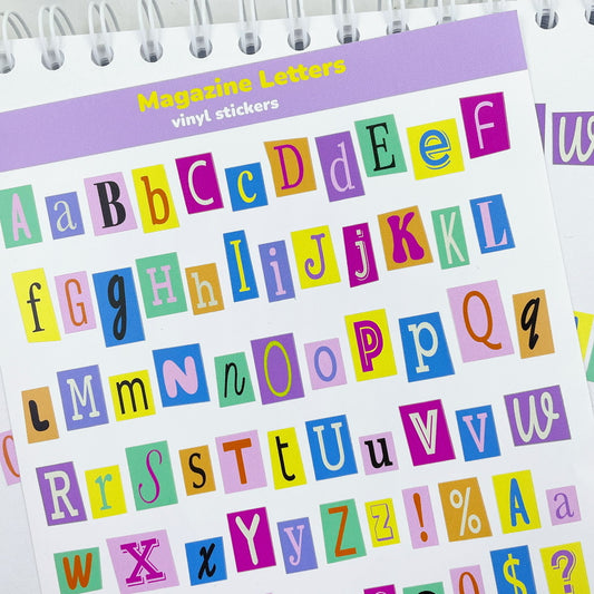 Magazine Letters vinyl sticker sheet v19