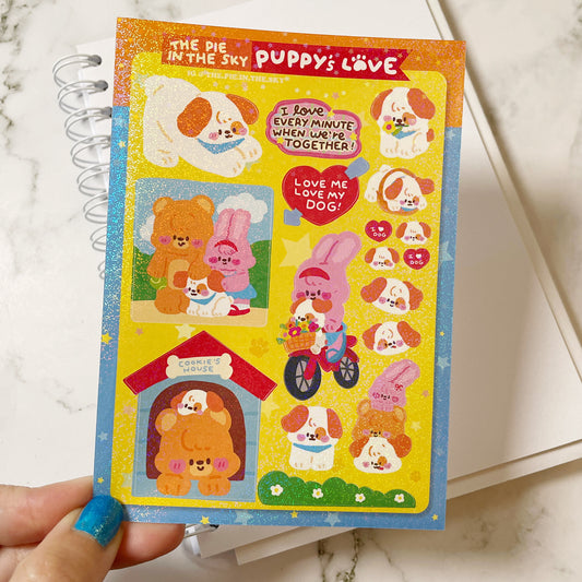 The Pie in the Sky Puppy's Love sparkle sticker b535