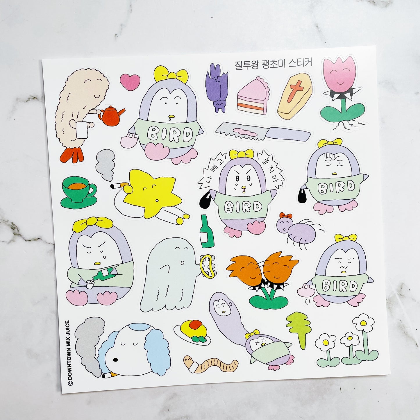 Downtown Mix Juice Jealous Penguin sticker b340