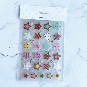 Angora Lora Sparkle Pastel Choco Stars Sticker B478