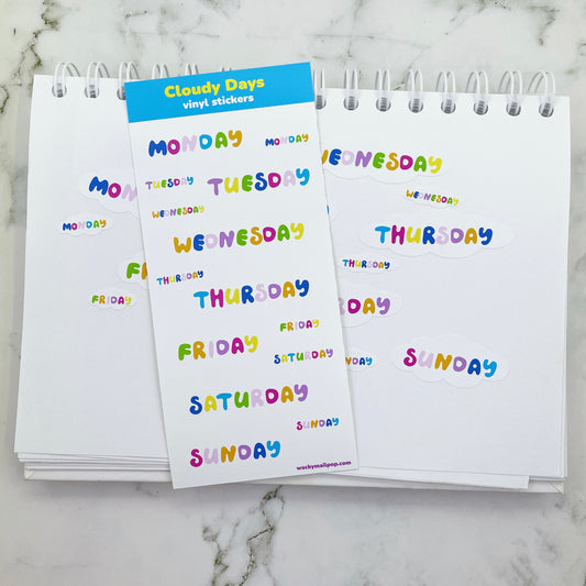 Cloudy Days vinyl planner sticker sheet v17