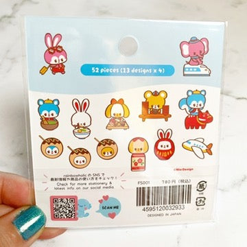 Rainbowholic x Ochame Friends Japan Travel Flake Sticker set 56 pcs f1