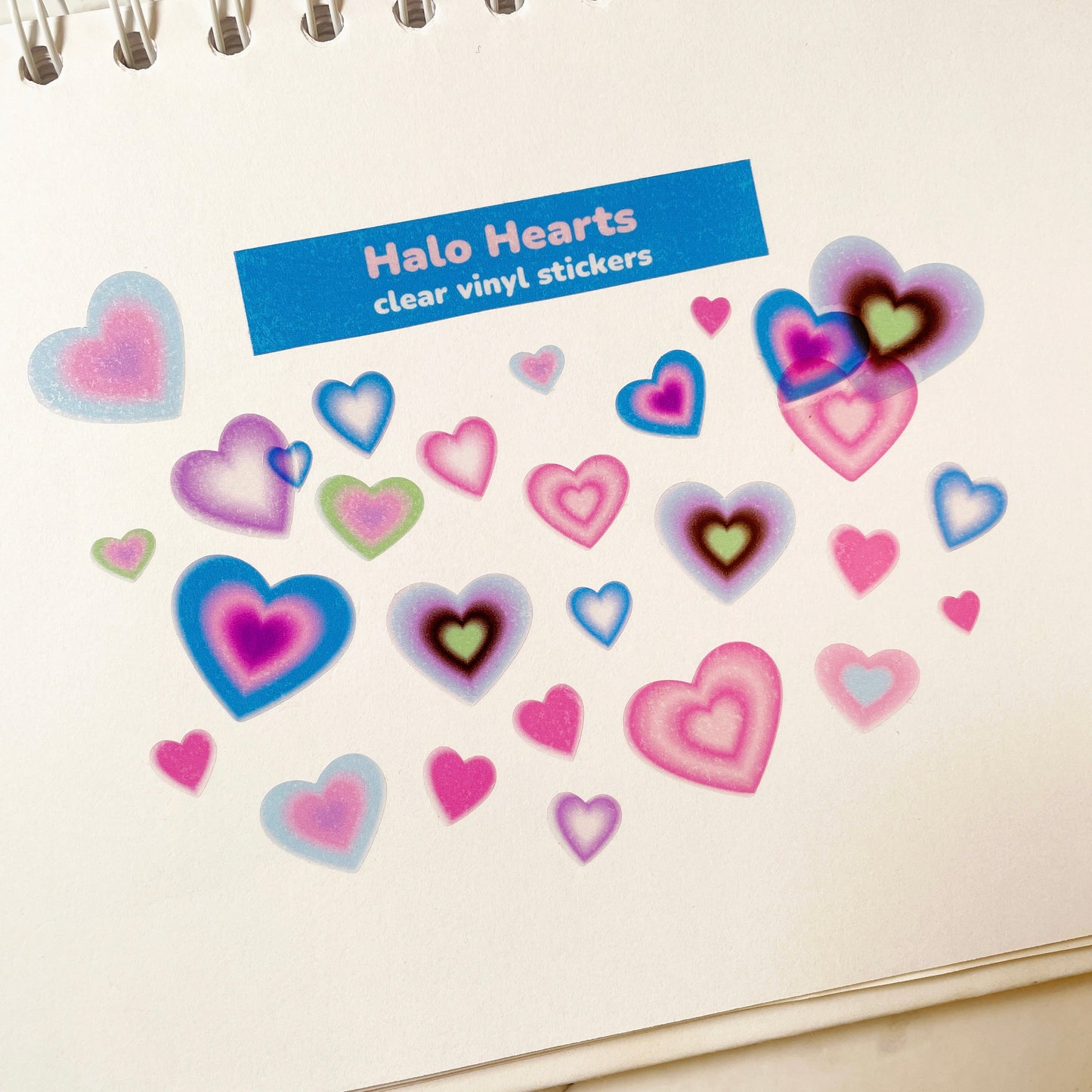 Halo Hearts clear vinyl stickers v6