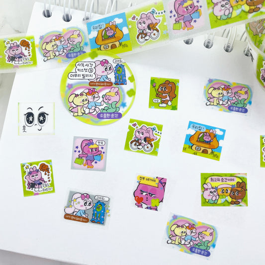 Thepuri Village Playtime Kiss cut glitter sticker roll w191