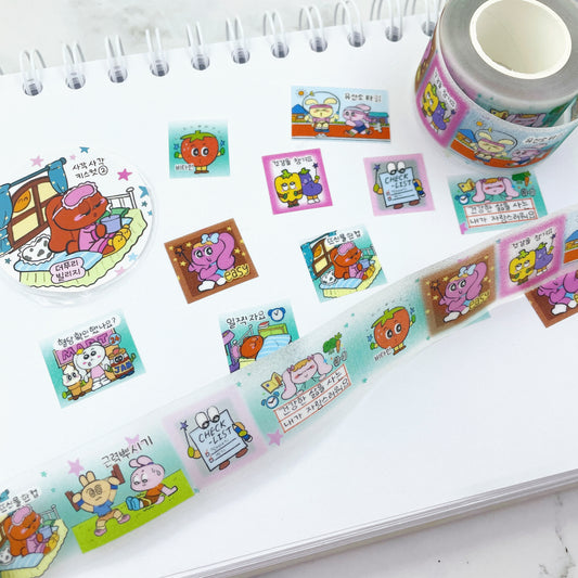Thepuri Village Everyday Kiss cut glitter sticker roll w188
