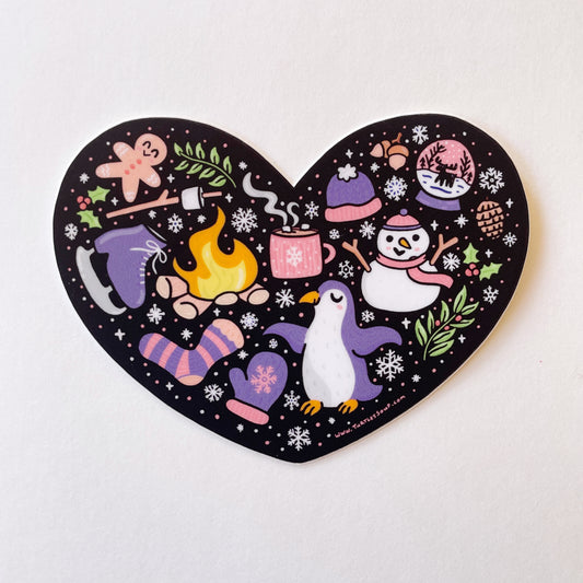 Turtle's Soup Winter Heart vinyl Sticker c101