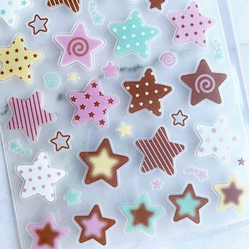 Angora Lora Sparkle Pastel Choco Stars Sticker B478