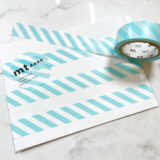 mt Sky Blue stripe washi tape w159
