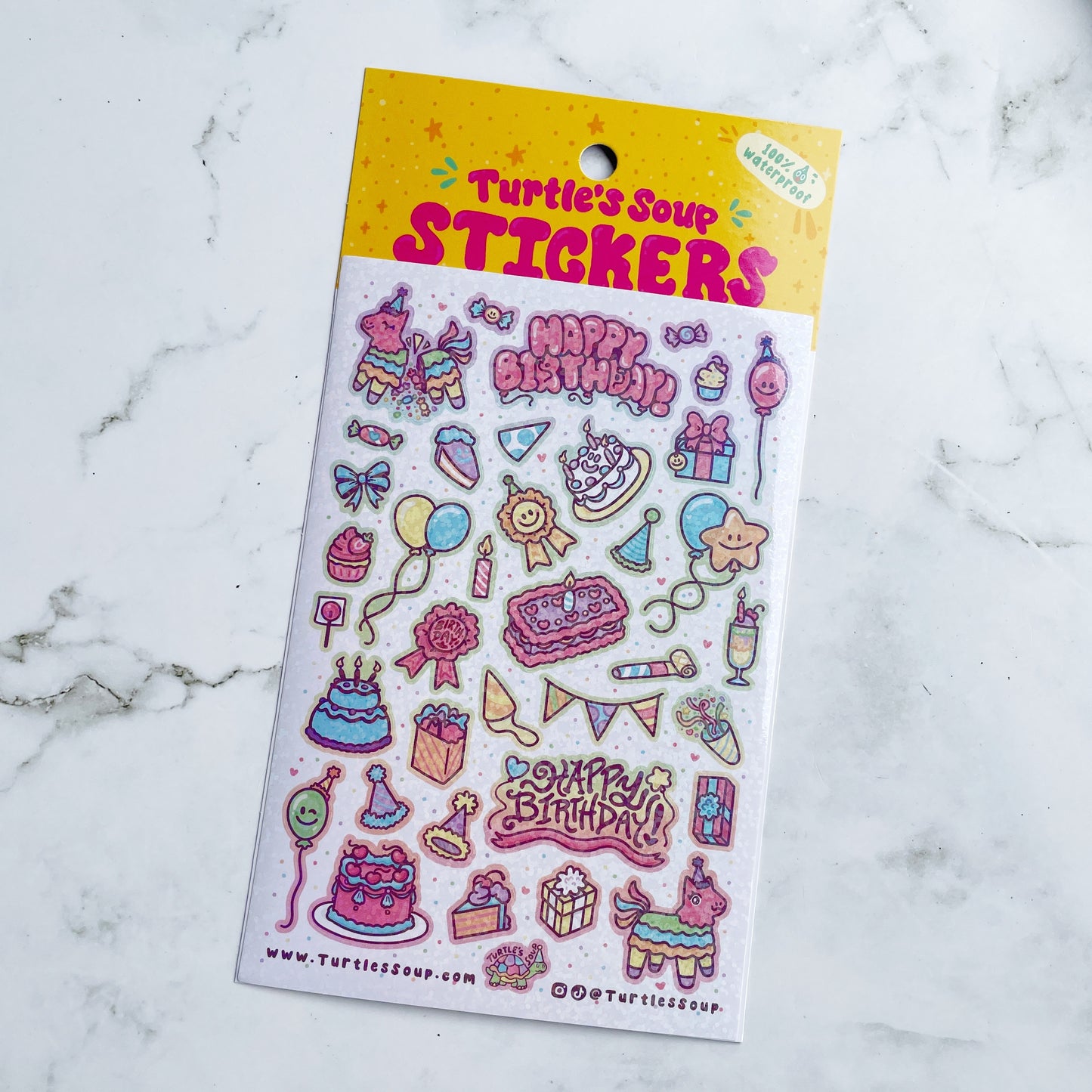 Turtle's Soup Happy Birthday Sparkle Sticker Sheet b503