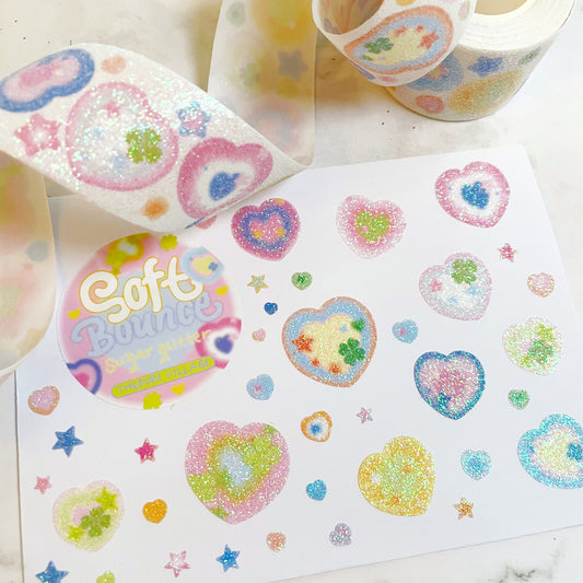 Thepuri Village Heart Glitter Kiss cut sticker roll w180