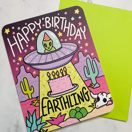 Turtle's Soup Earthling Birthday card b442