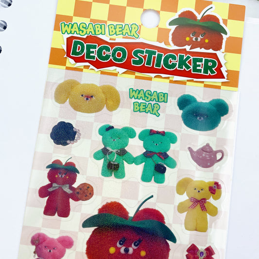Wasabi Bear sparkle gochujang sticker B556