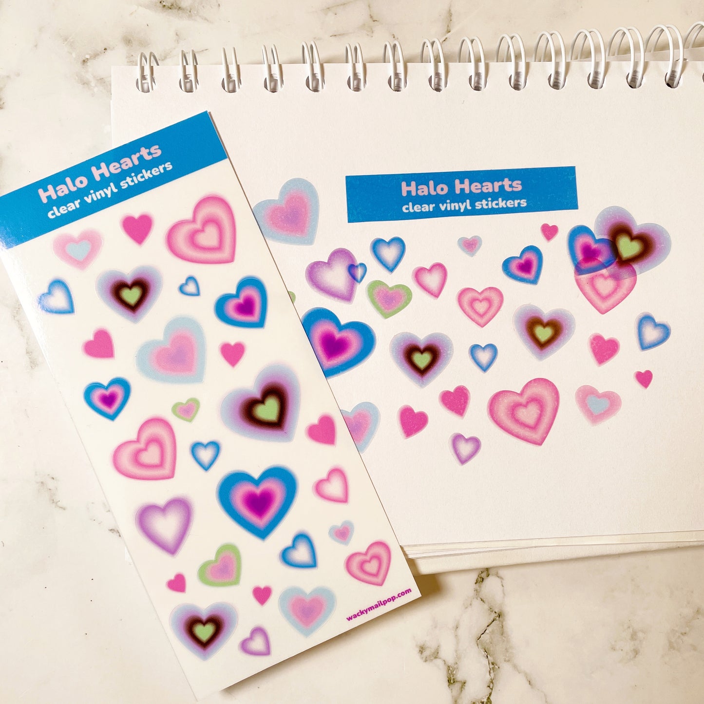 Halo Hearts clear vinyl stickers v6