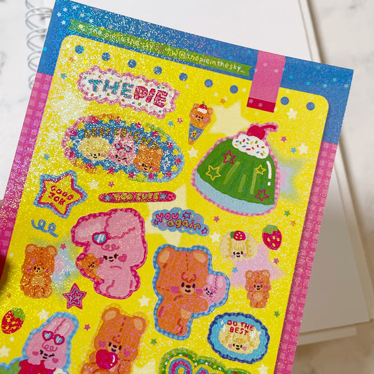 The Pie in the Sky Too Cute sparkle sticker b537