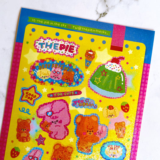 The Pie in the Sky Too Cute sparkle sticker b537