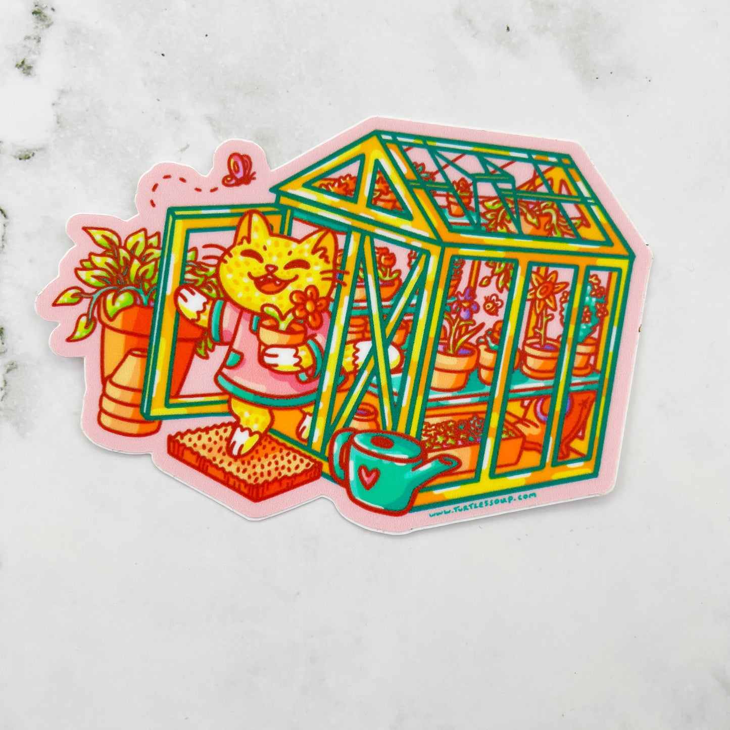 Turtle's Soup Cat Greenhouse Vinyl Sticker ts18