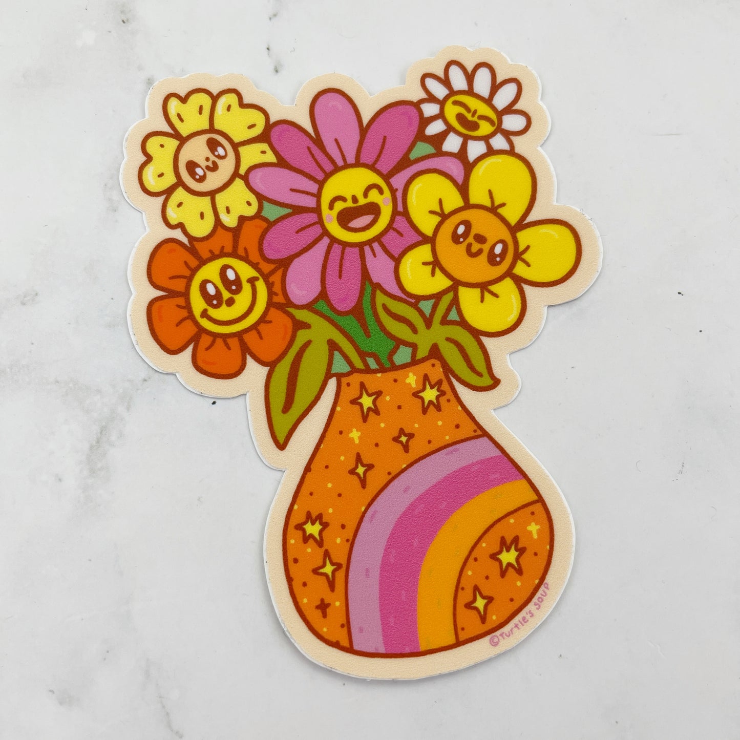 Turtle's Soup Happy Flowes Vinyl Sticker ts16