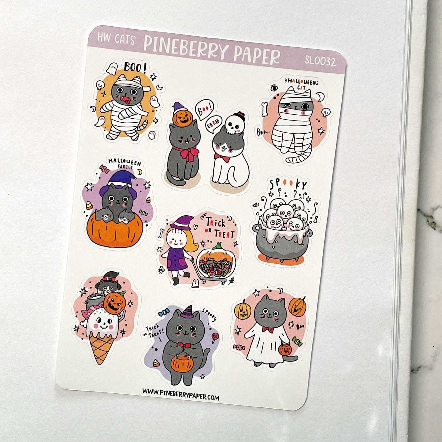 Pineberry Paper Halloween Cats sticker H48