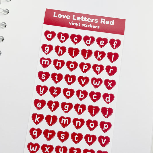 Love Letters Red vinyl sticker sheet