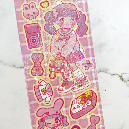 Seolkee Bunny School sparkle sticker A337
