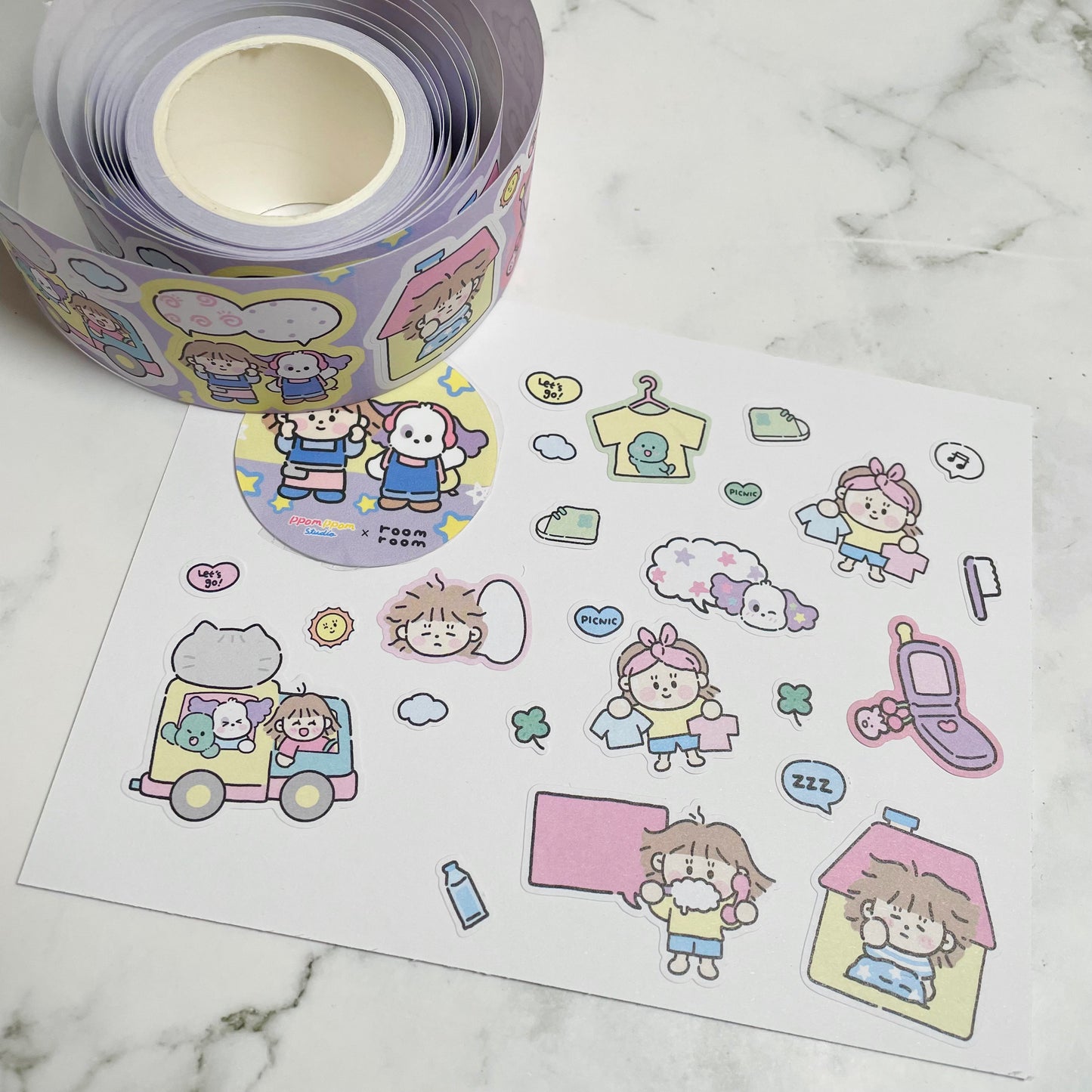 Ppomppom x RoomRoom sticker roll w97
