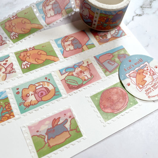 Cherry's Cat's world stamp washi tape w111