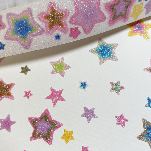 Thepuri Village Star Glitter Kiss cut sticker roll w179