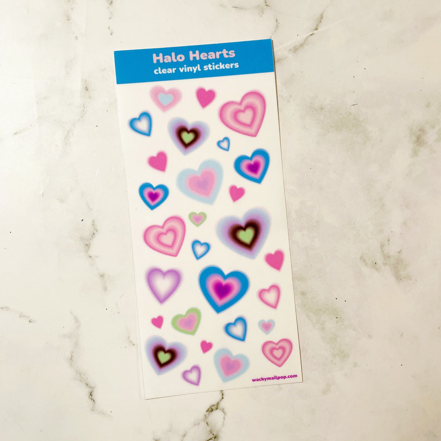 Halo Hearts clear vinyl stickers v6