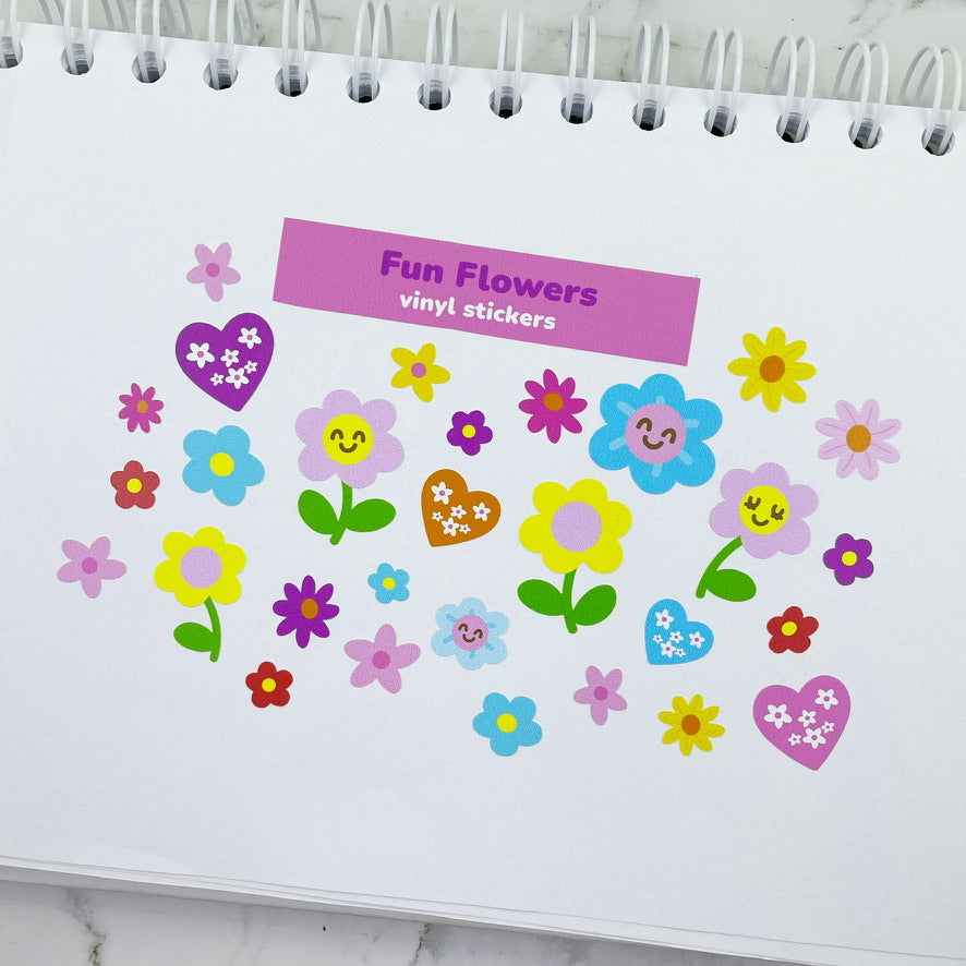 Fun Flowers vinyl sticker sheet v1