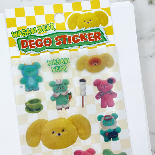 Wasabi Bear sparkle mustard sticker B557