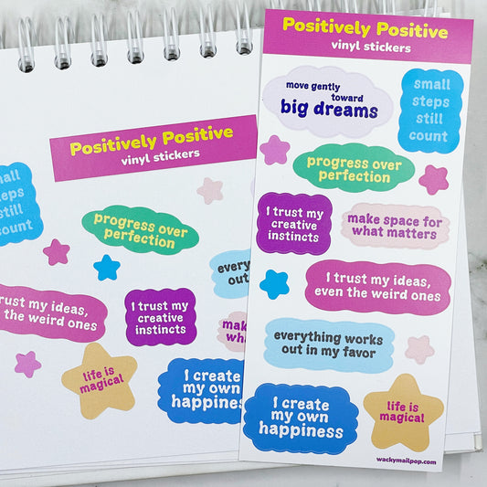 Positively Postive vinyl sticker sheet v31