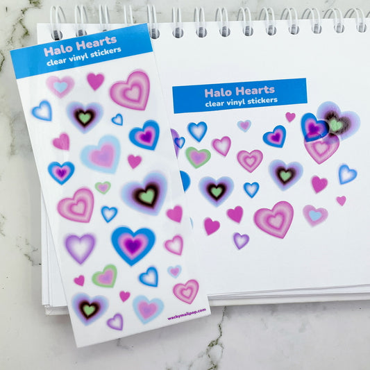 Halo Hearts clear vinyl stickersheet v6