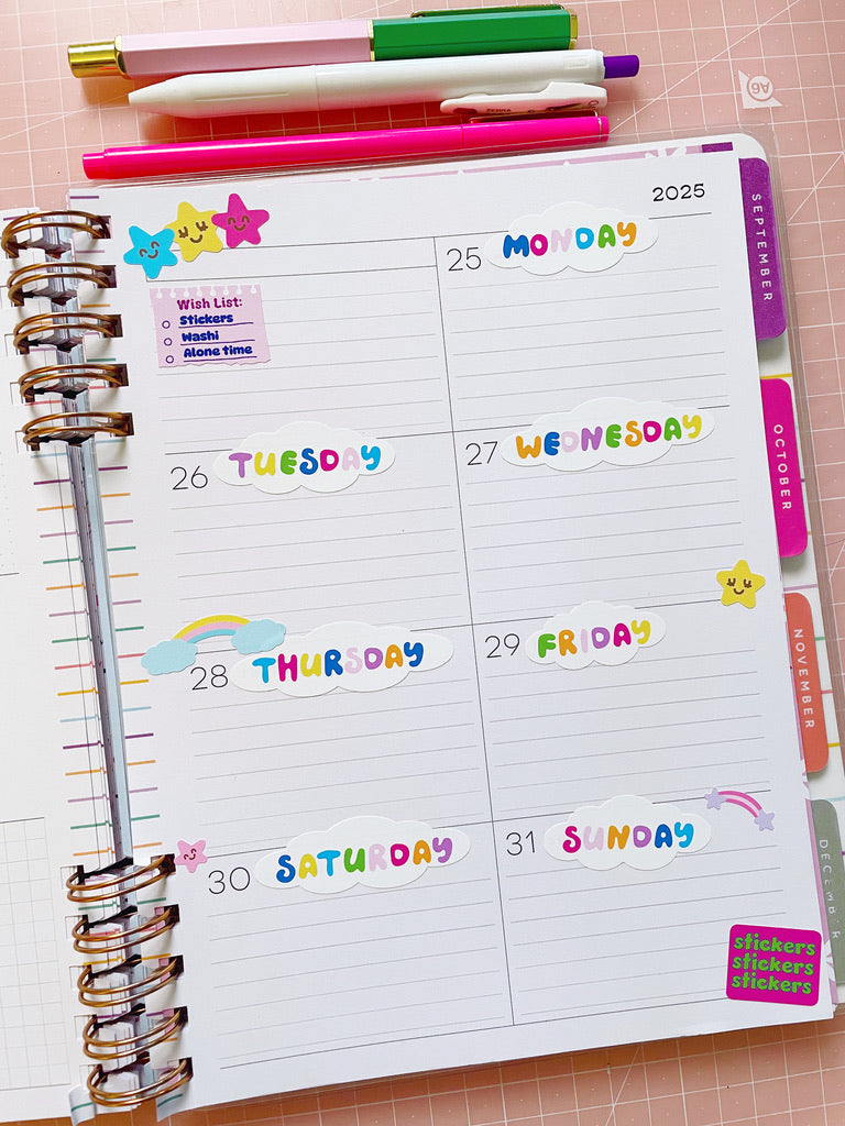 Cloudy Days vinyl planner sticker sheet v17