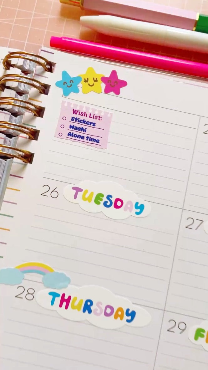 Cloudy Days vinyl planner sticker sheet v17