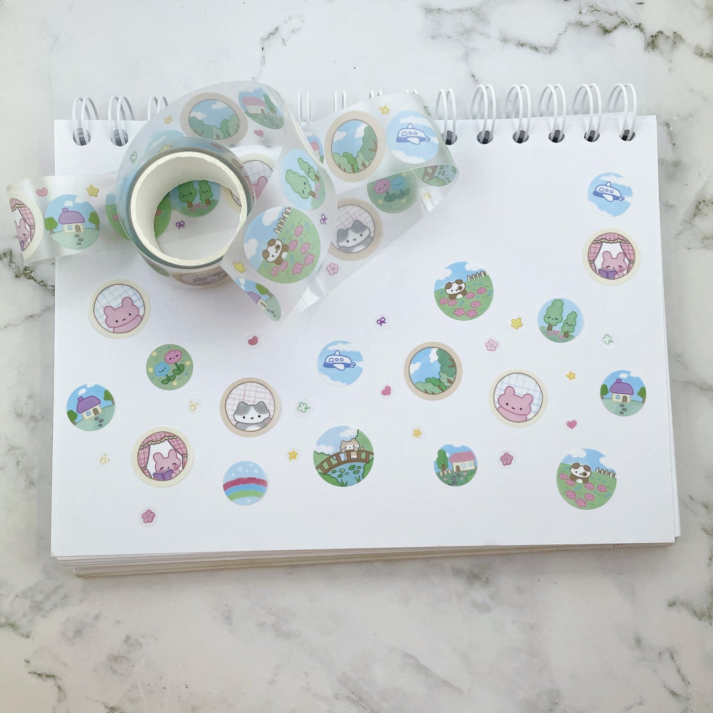 Jiok Circle kiss cut sticker roll w178