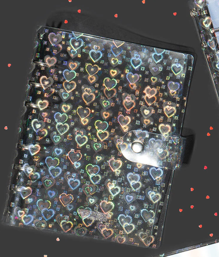 Lucalab Archive size Holo Hearts PVC 6 ring binder