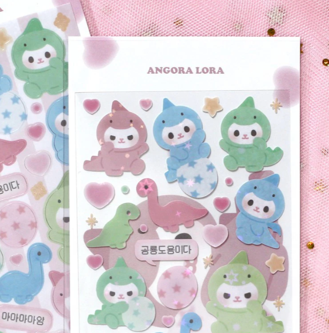 Angora Lora Dino Sparkle Sticker b216