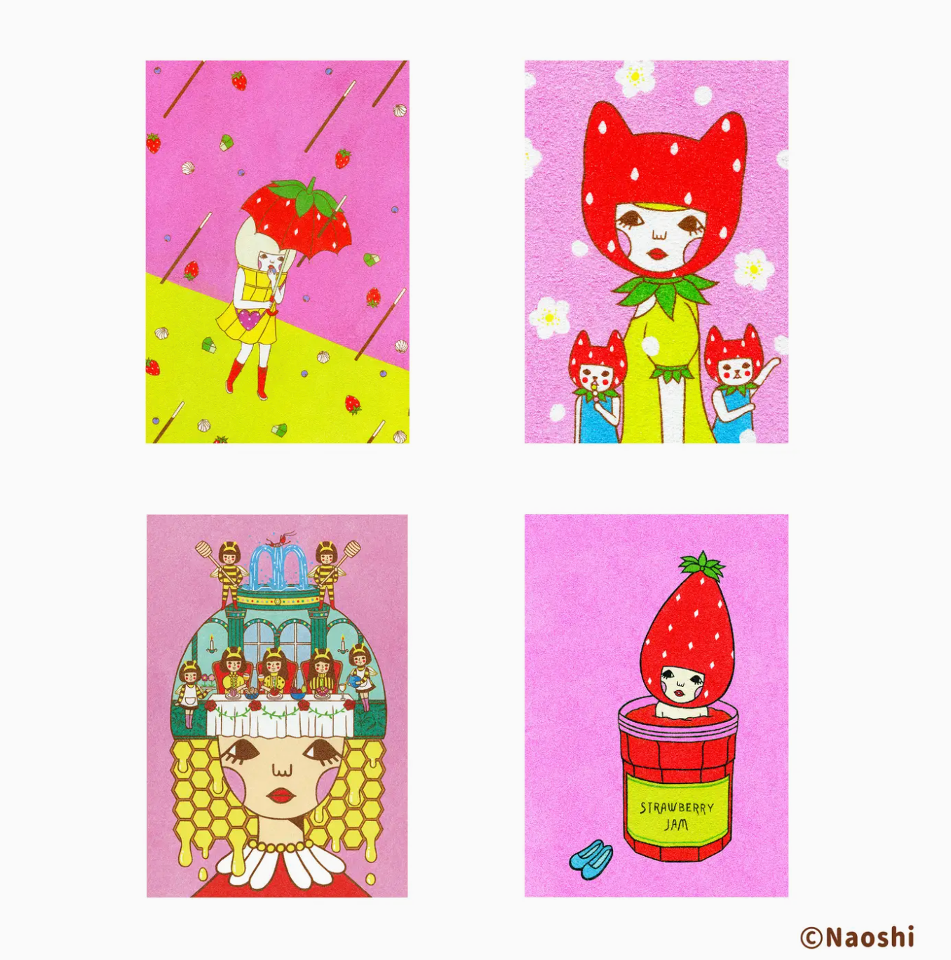 Naoshi Postcards Pink