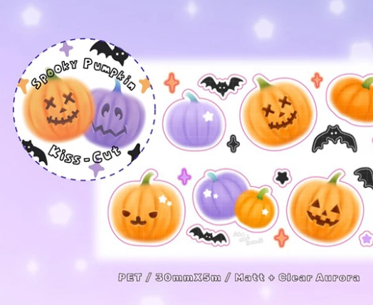 Ato and Bandi Kiss cut Pumpkin sticker roll b699