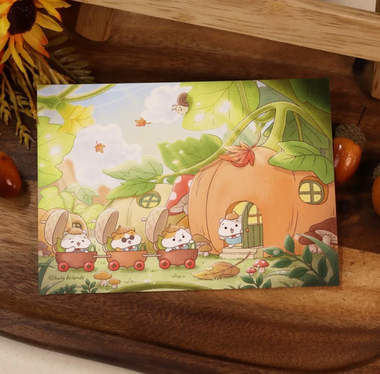 Hola Friends Pumpkin House Postcard B722