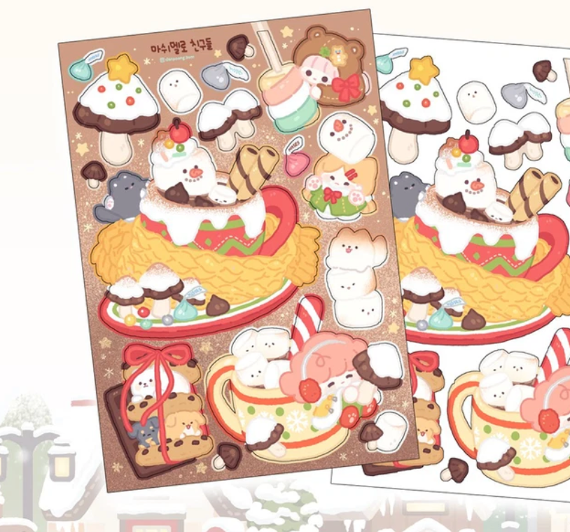 Danpoong.bom Marshmallow friends sticker b703