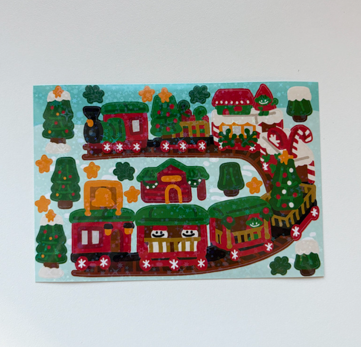 Dingamart Christmas Train sparkle sticker b369