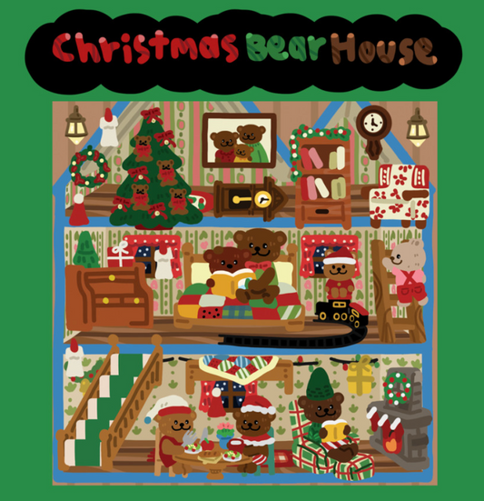 Dingamart Christmas Bear House sticker b368