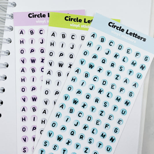 Circle Letters vinyl sticker sheet