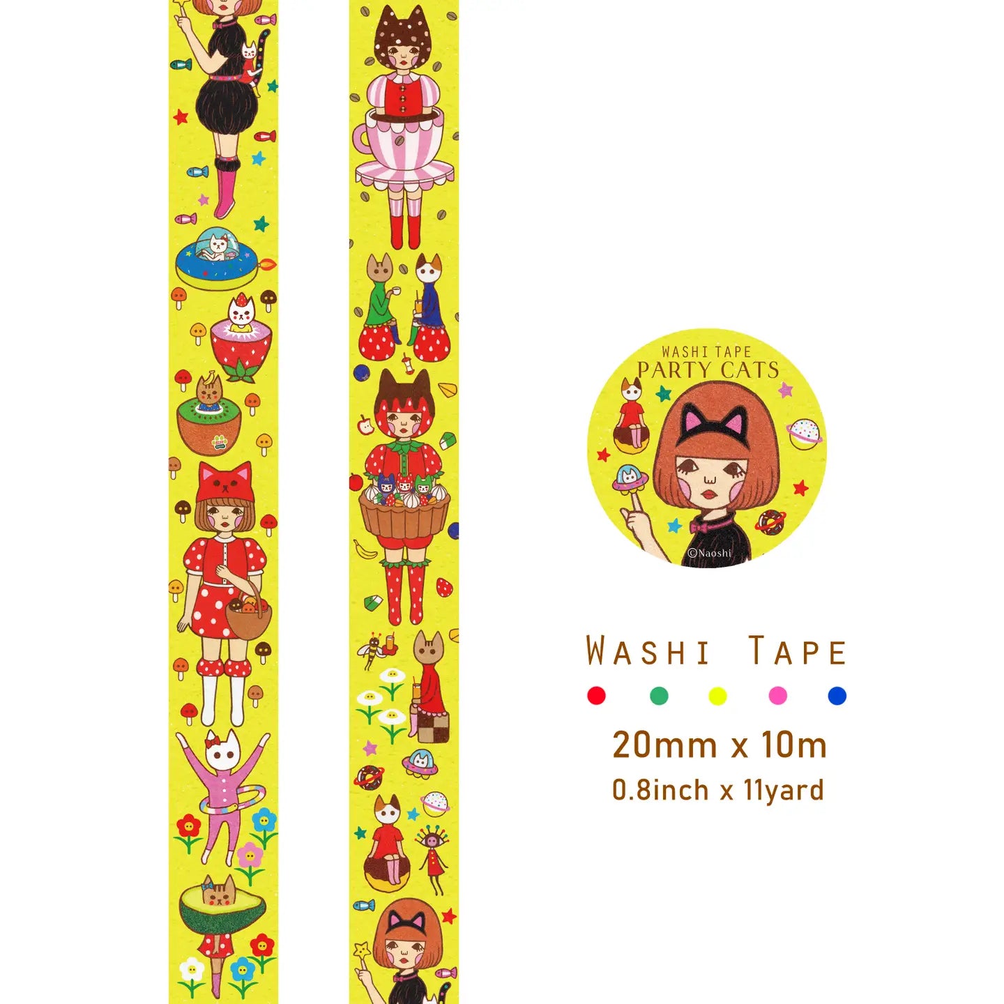 Naoshi Party Cats Washi