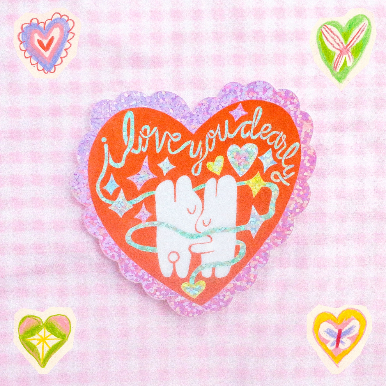 Odd Rabbits I Love You Glitter Vinyl Sticker
