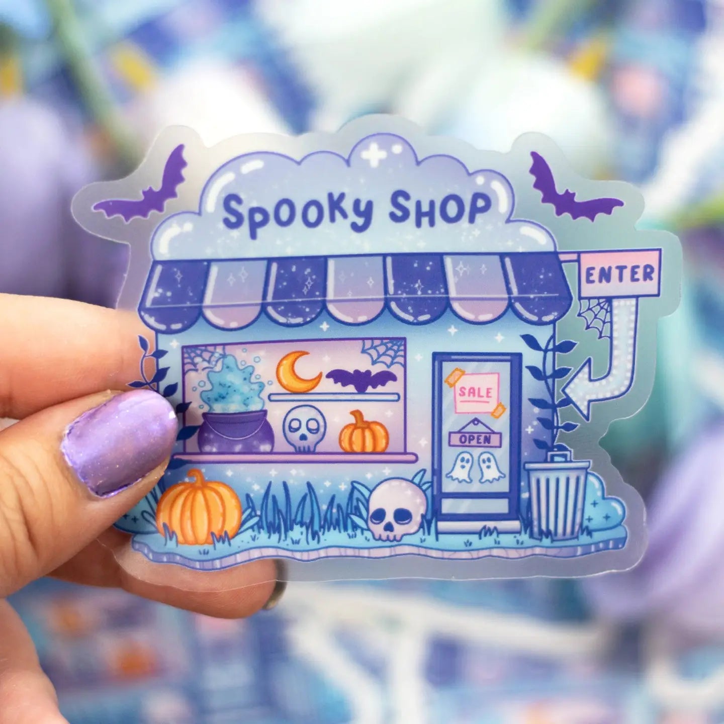 Unicorn Eclipse Spooky Shop Clear Sticker H27
