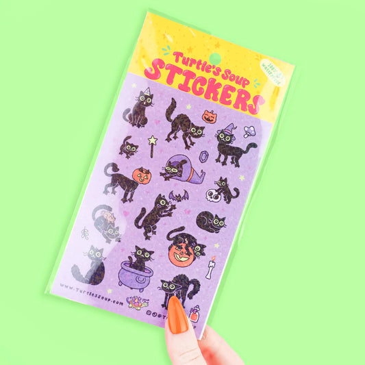 Turtle's Soup Black Cats sparkle sticker h15