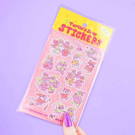 Turtle's Soup Witchy Critter Coven sparkle sticker H14